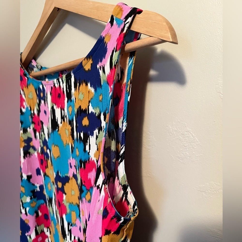 Adyson Parker Vibrant Mixed Print Floral Peplum Tank Top Blouse Multi Size Small - Picture 4 of 9